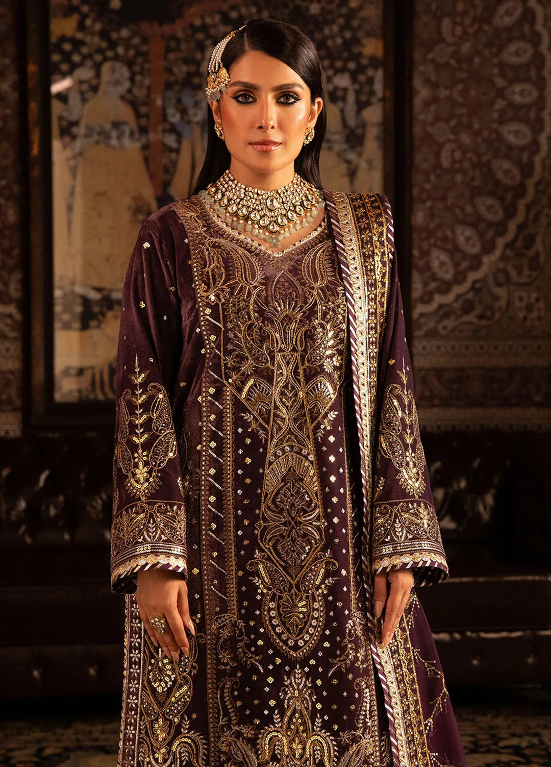 Makhmal By Asim Jofa Embroidered Velvet Unstitched Suit 3 Piece AJ23MK AJMM-06 - Wedding Collection