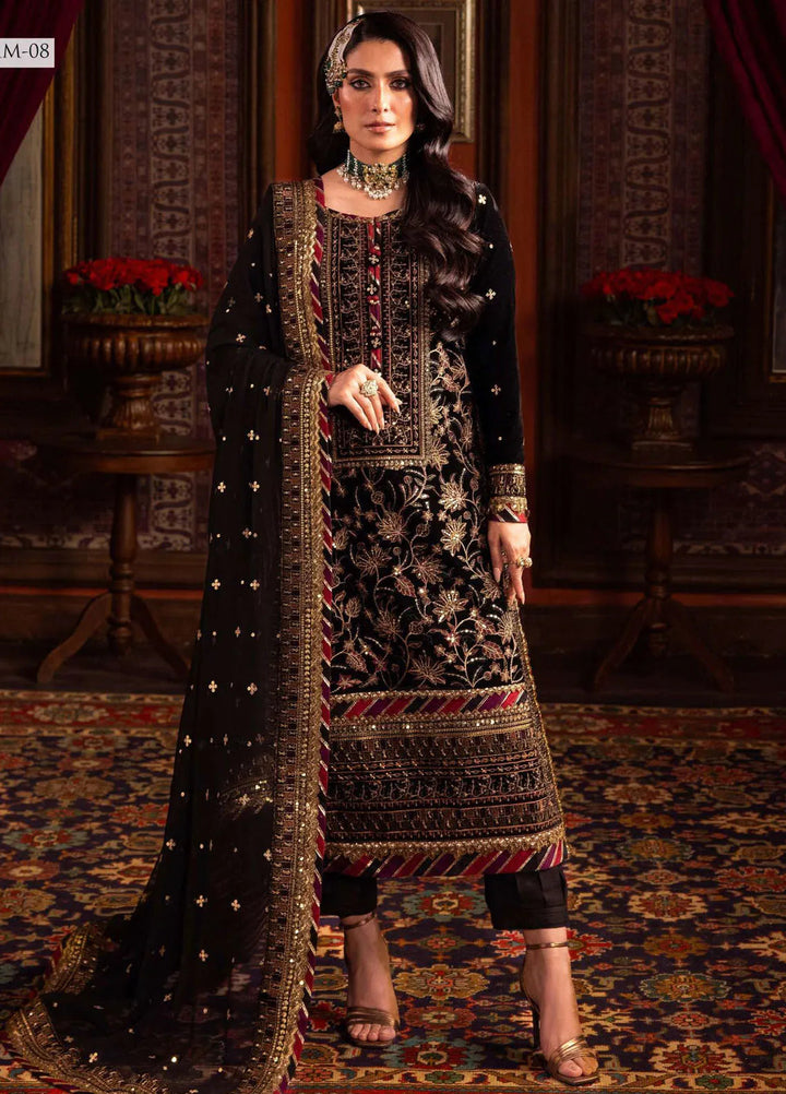 Makhmal By Asim Jofa Embroidered Velvet Unstitched Suit 3 Piece AJ23MK AJMM-08 - Wedding Collection
