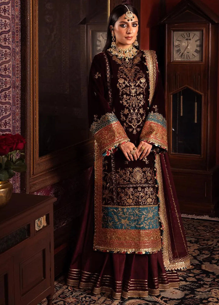 Makhmal By Asim Jofa Embroidered Velvet Unstitched Suit 3 Piece AJ23MK AJMM-09 - Wedding Collection