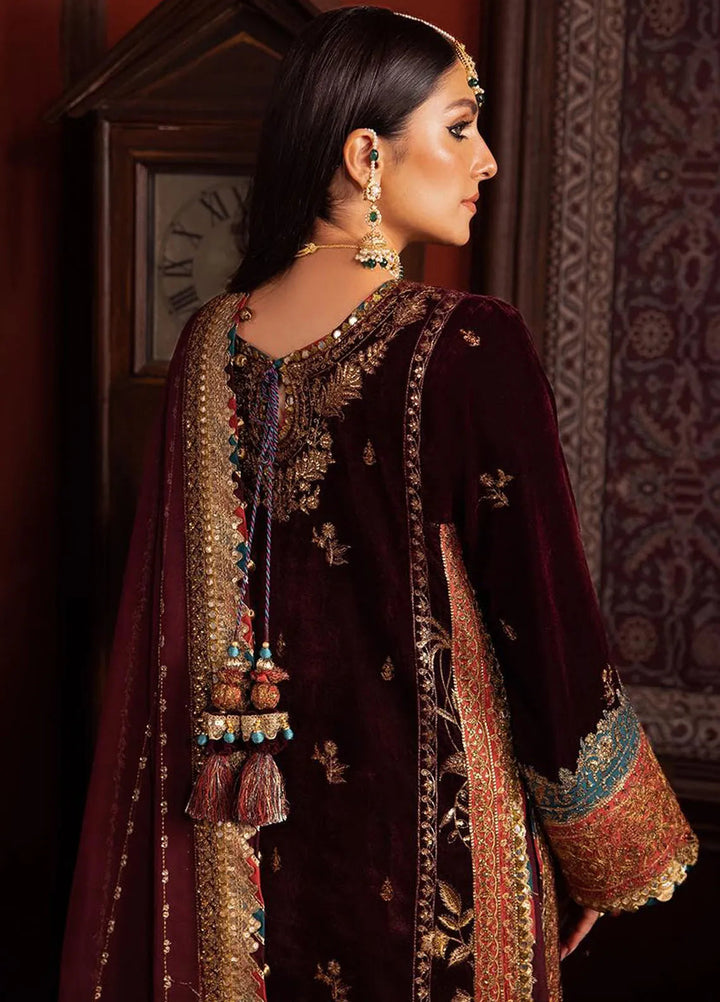 Makhmal By Asim Jofa Embroidered Velvet Unstitched Suit 3 Piece AJ23MK AJMM-09 - Wedding Collection