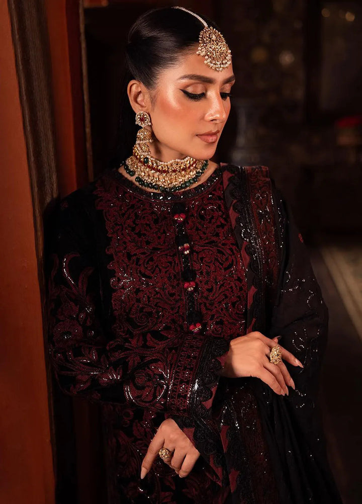 Makhmal By Asim Jofa Embroidered Velvet Unstitched Suit 3 Piece AJ23MK AJMM-12 - Wedding Collection