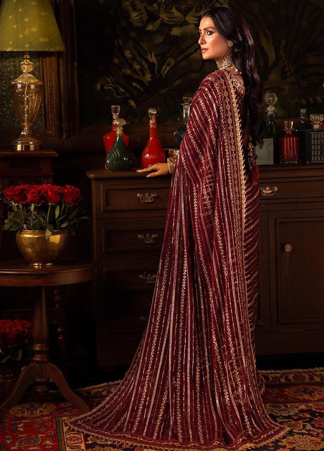 Makhmal By Asim Jofa Embroidered Velvet  Unstitched Saree AJ23MK AJMM-02 - Wedding Collection