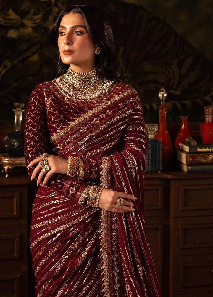 Makhmal By Asim Jofa Embroidered Velvet  Unstitched Saree AJ23MK AJMM-02 - Wedding Collection