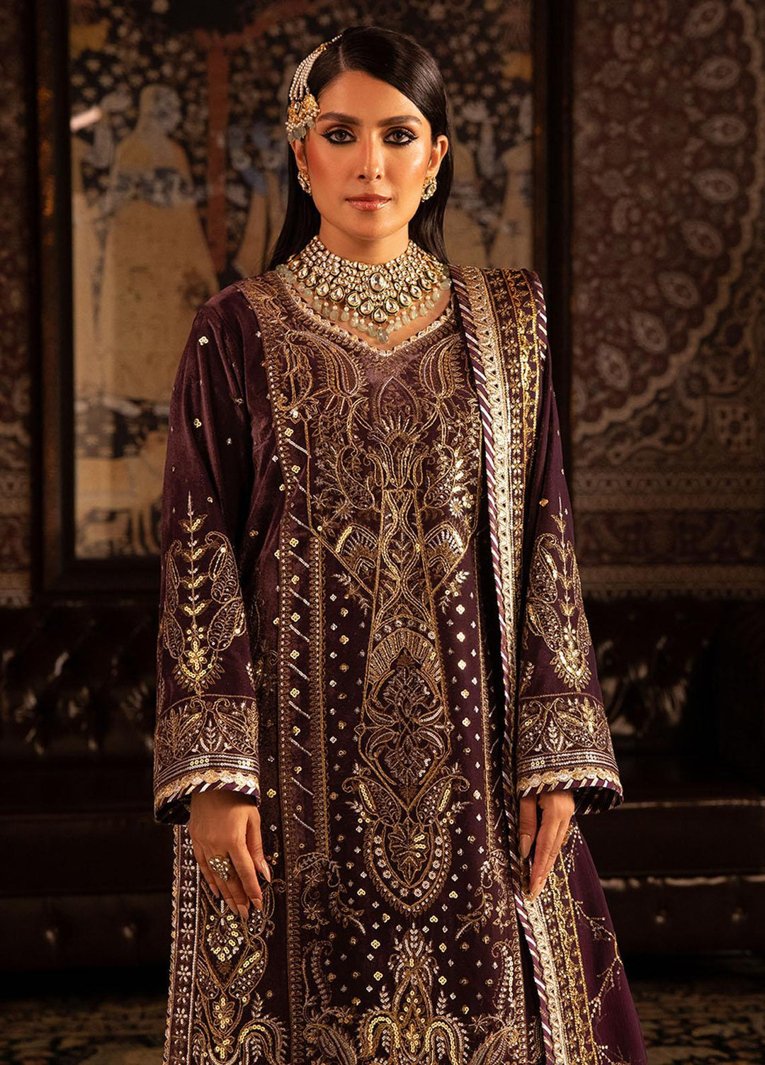 Makhmal By Asim Jofa Embroidered Velvet Suits Unstitched 3 Piece AJ23MK AJMM-06 - Wedding Collection