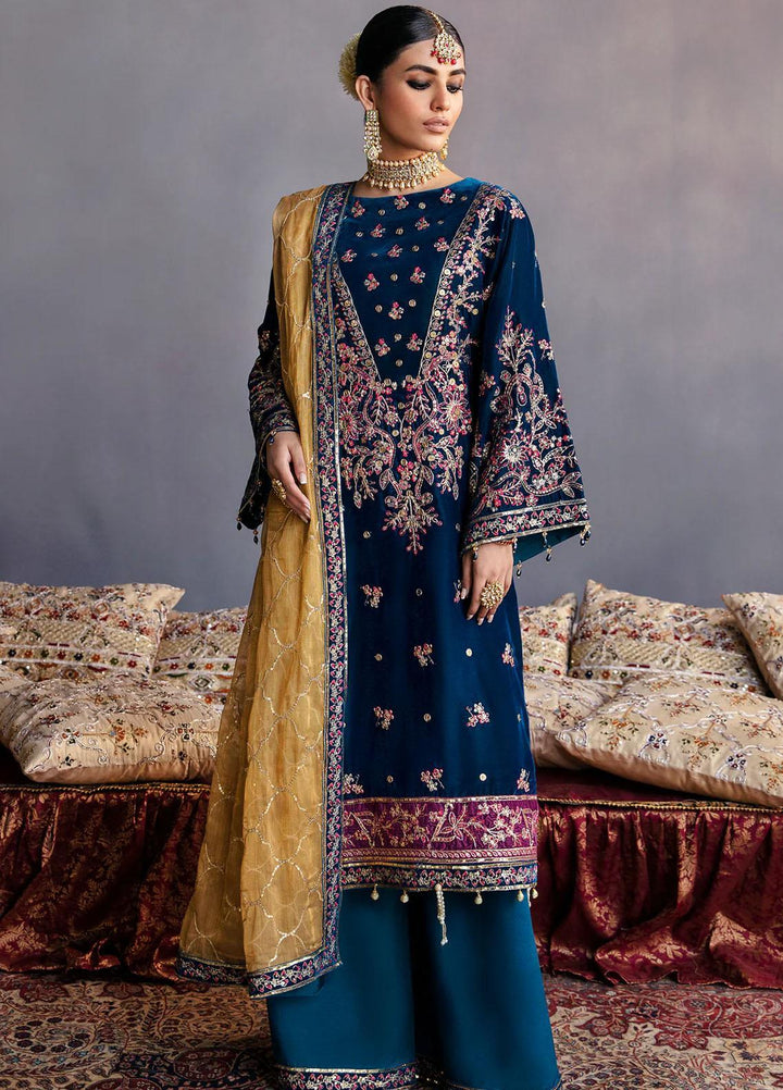 Makhmal By Emaan Adeel Embroidered Velvet Suits Unstitched 3 Piece EA23MK MK-01 Sufina - Luxury Winter Collection