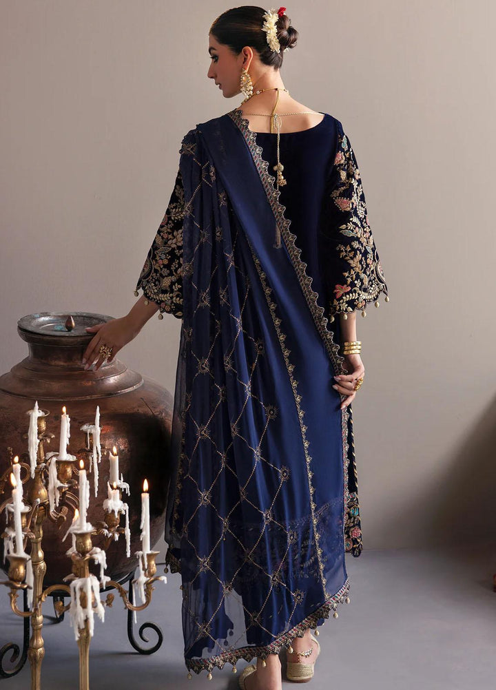 Makhmal By Emaan Adeel Embroidered Velvet Suits Unstitched 3 Piece EA23MK MK-03 Falak - Luxury Winter Collection