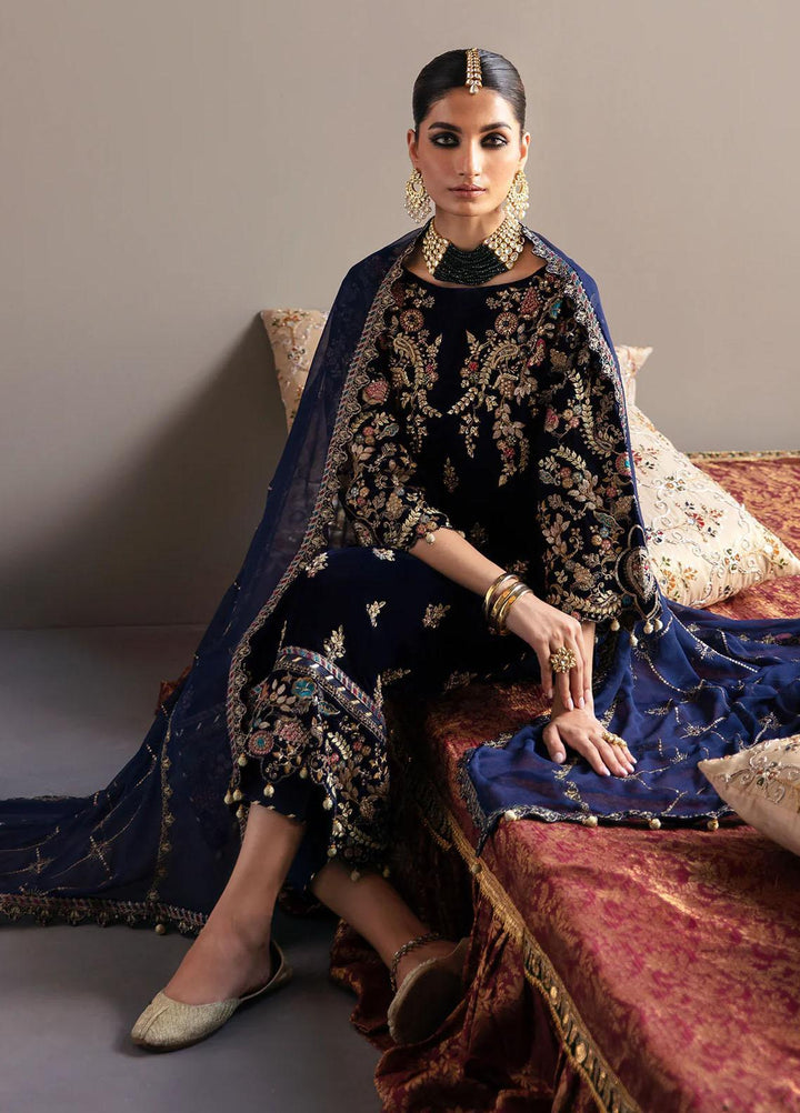 Makhmal By Emaan Adeel Embroidered Velvet Suits Unstitched 3 Piece EA23MK MK-03 Falak - Luxury Winter Collection