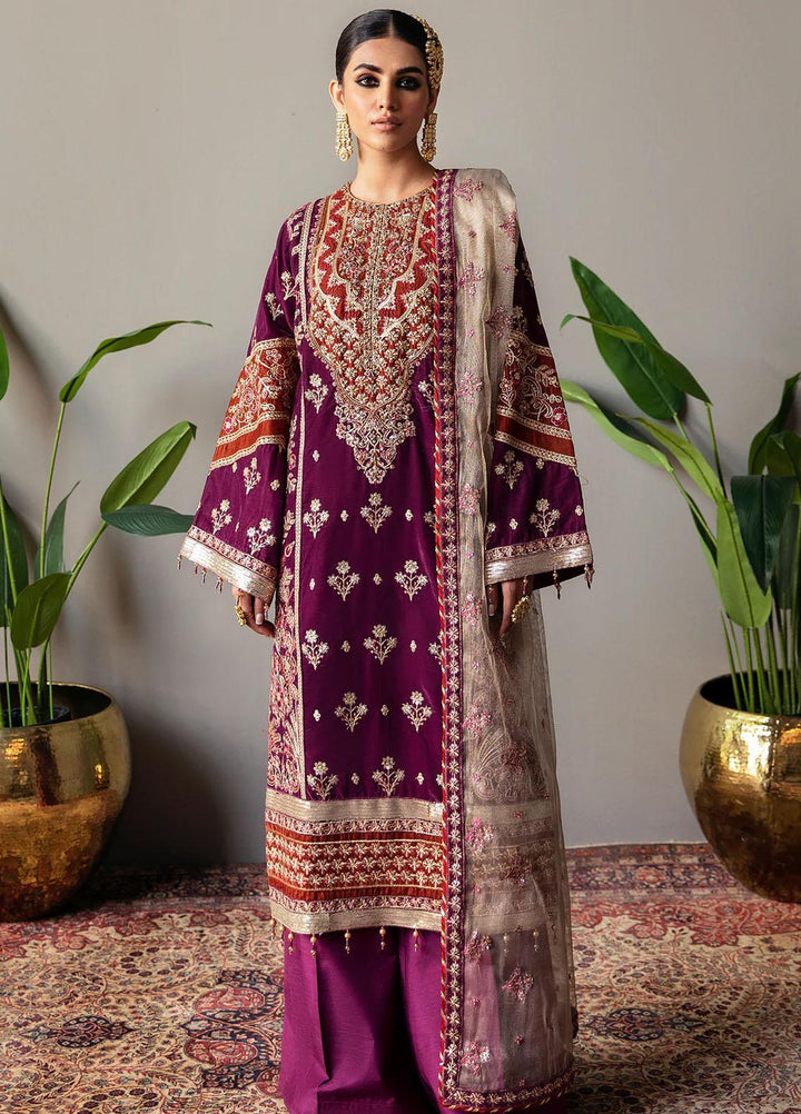 Makhmal By Emaan Adeel Embroidered Velvet Suits Unstitched 3 Piece EA23MK MK-05 Mahzara - Luxury Winter Collection