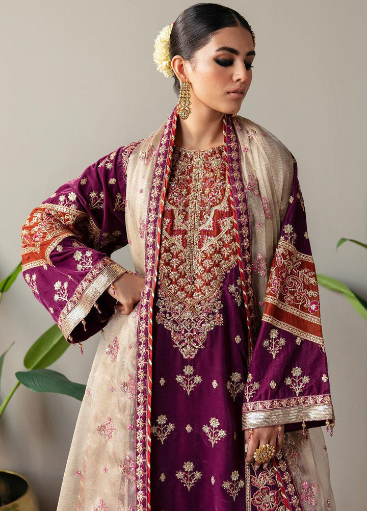 Makhmal By Emaan Adeel Embroidered Velvet Suits Unstitched 3 Piece EA23MK MK-05 Mahzara - Luxury Winter Collection