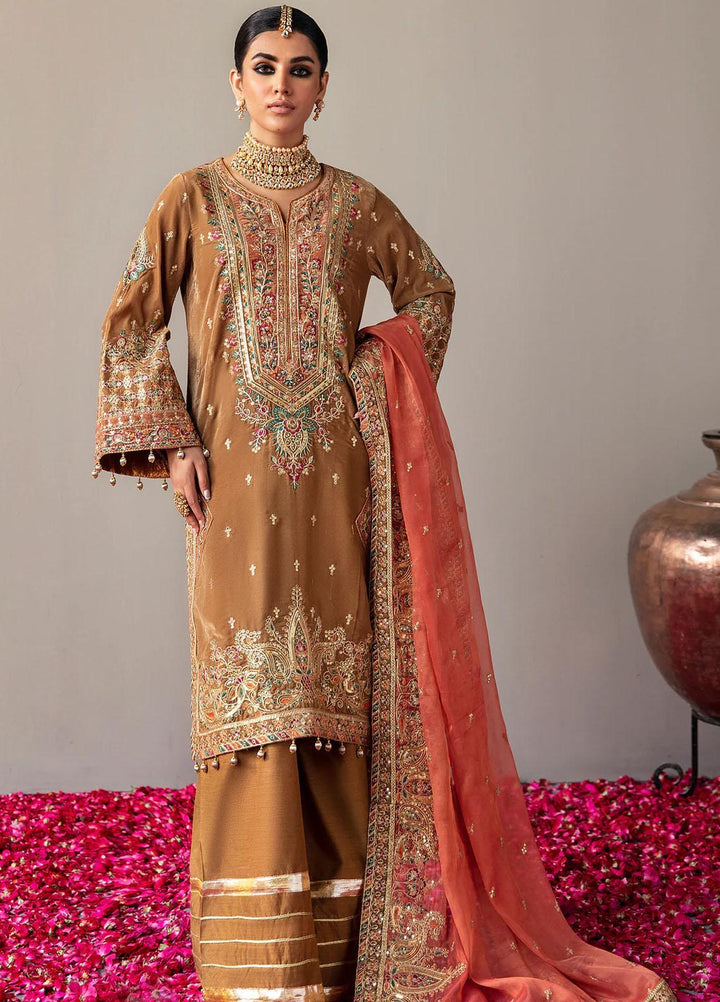 Makhmal By Emaan Adeel Embroidered Velvet Suits Unstitched 3 Piece EA23MK MK-07 Meraki - Luxury Winter Collection