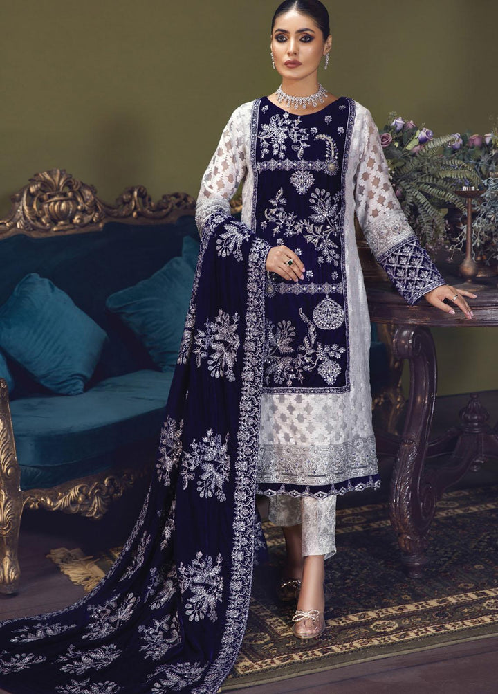 Makhmal By House of Nawab Embroidered Velvet Suits Unstitched 3 Piece HON21MV 02 Durra - Wedding Formal Collection