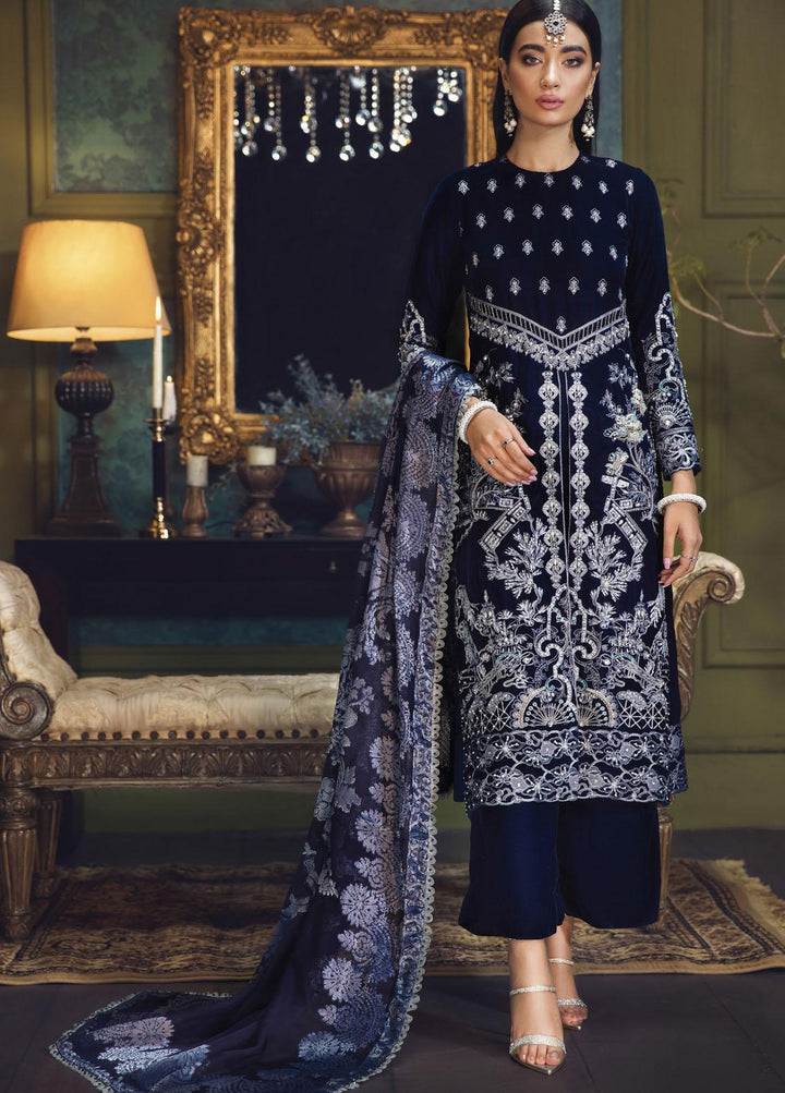 Makhmal By House of Nawab Embroidered Velvet Suits Unstitched 3 Piece HON21MV 04 Faliha - Wedding Formal Collection