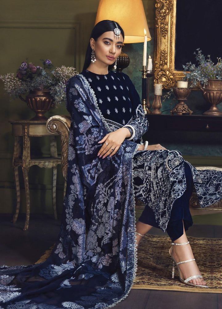Makhmal By House of Nawab Embroidered Velvet Suits Unstitched 3 Piece HON21MV 04 Faliha - Wedding Formal Collection
