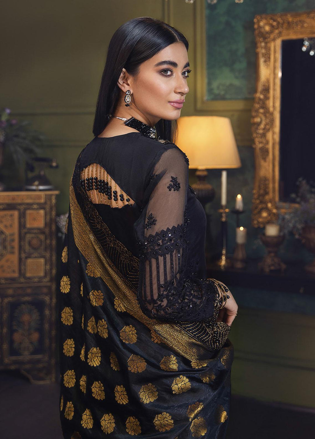 Makhmal By House of Nawab Embroidered Organza Suits Unstitched 3 Piece HON21MV 05 Kaavish - Wedding Formal Collection