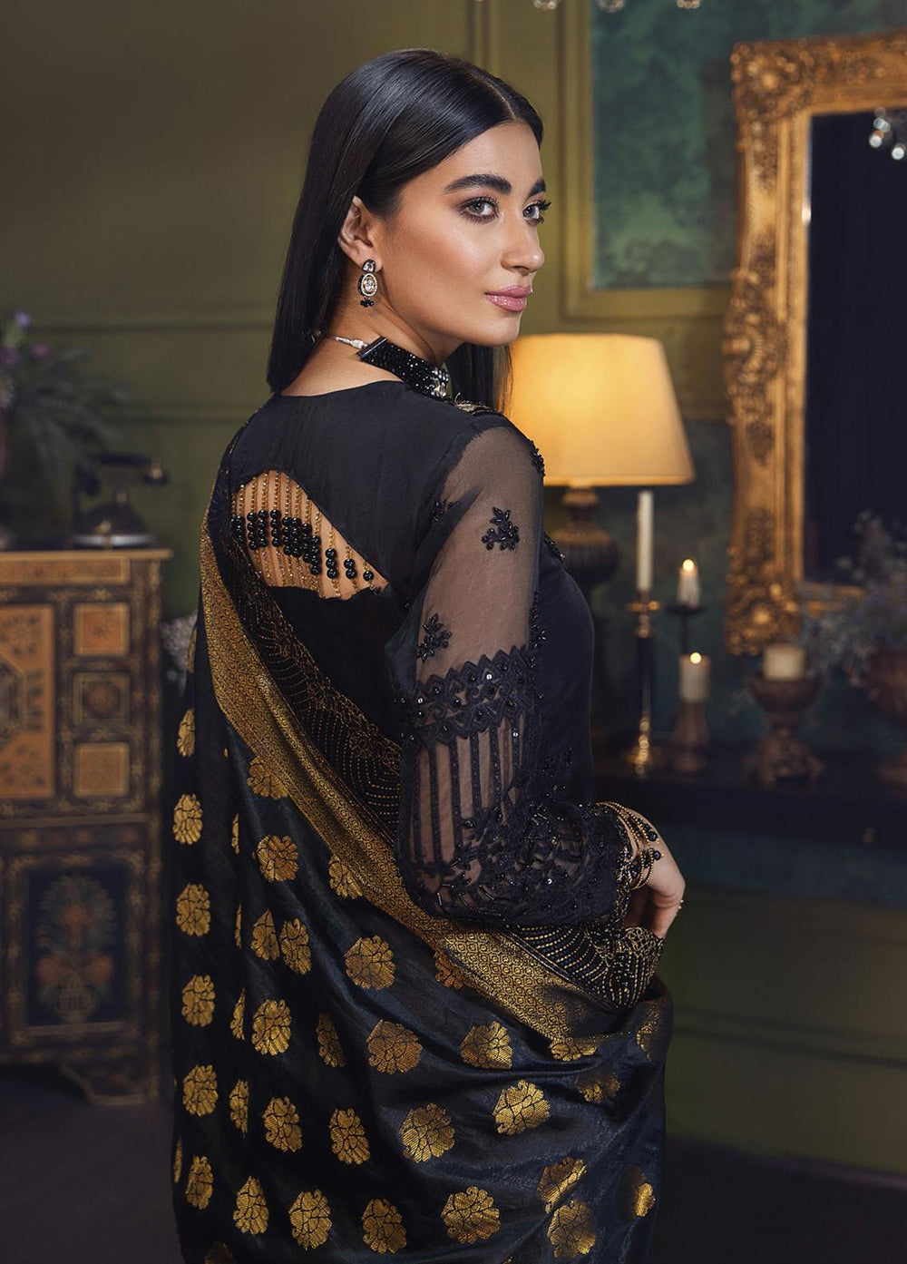 Makhmal By House of Nawab Embroidered Organza Suits Unstitched 3 Piece HON21MV 05 Kaavish - Wedding Formal Collection