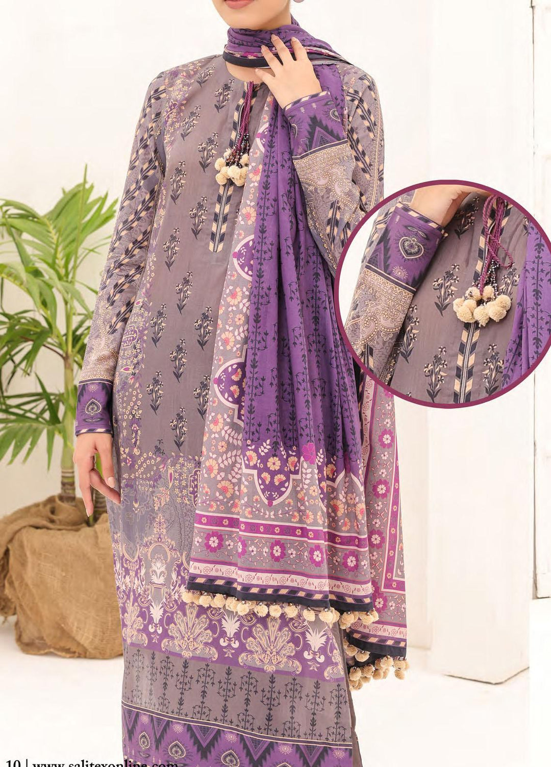 Malabis By Salitex Printed Lawn Suits Unstitched 3 Piece ST23S IP-00196UT - Summer Collection