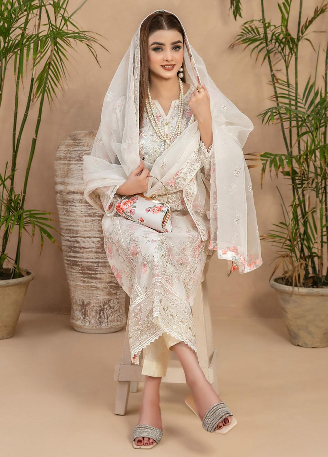 Malani By Tawakkal Fabrics Embroidered Organza Suits Unstitched 4 Piece TWF23ML D-9362 - Formal Collection