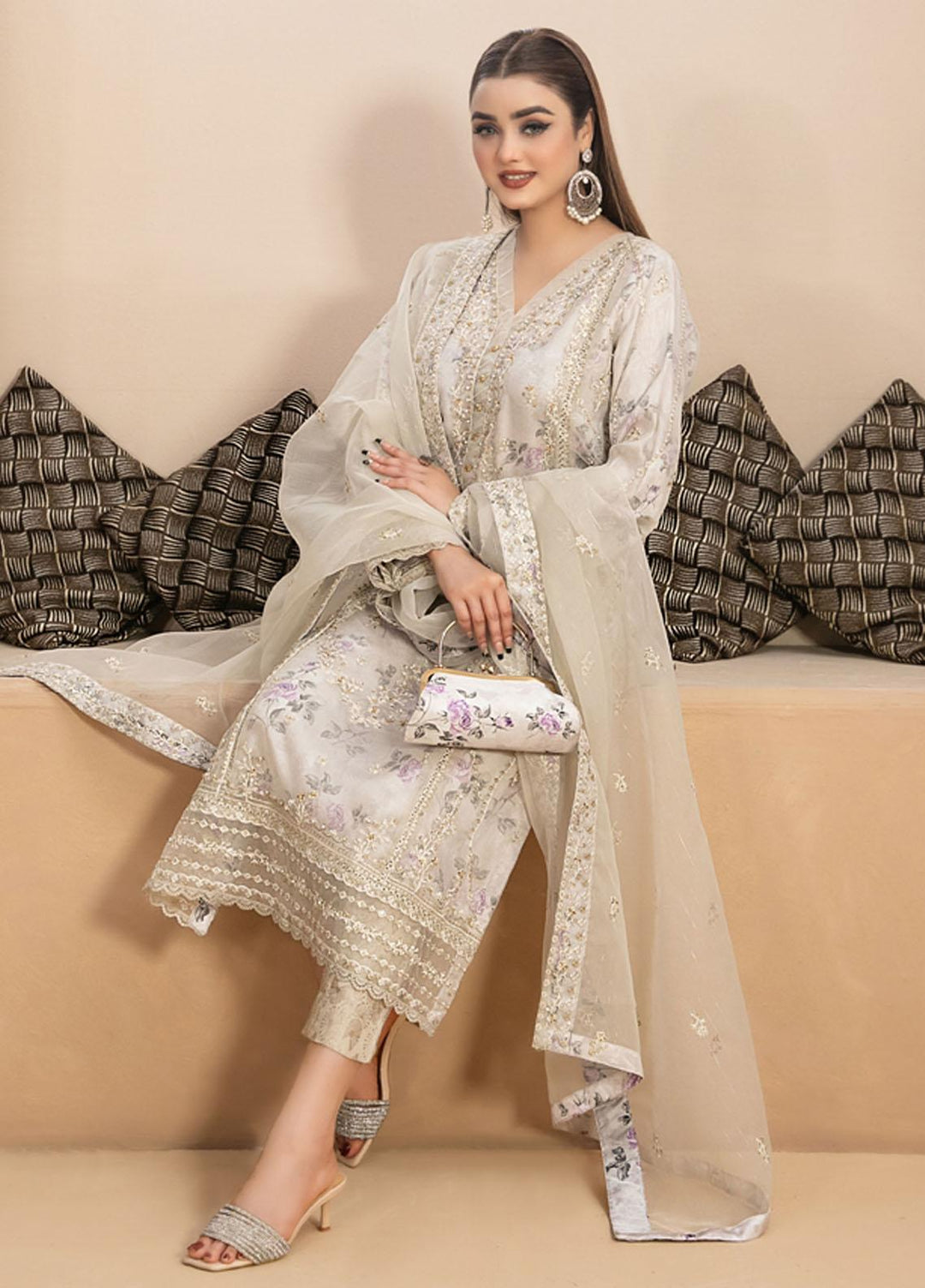 Malani By Tawakkal Fabrics Embroidered Organza Suits Unstitched 4 Piece TWF23ML D-9364 - Formal Collection