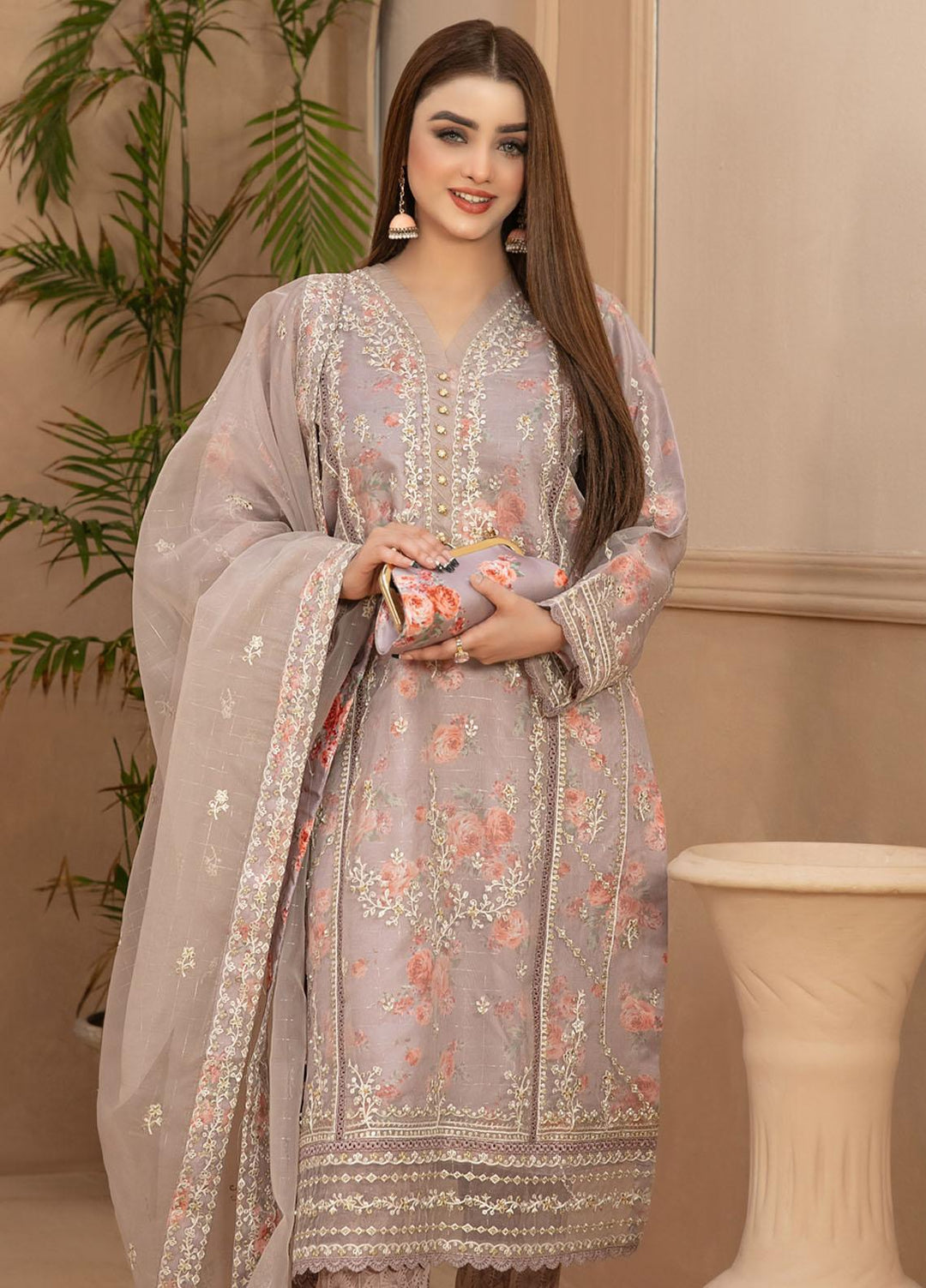 Malani By Tawakkal Fabrics Embroidered Organza Suits Unstitched 4 Piece TWF23ML D-9366 - Formal Collection