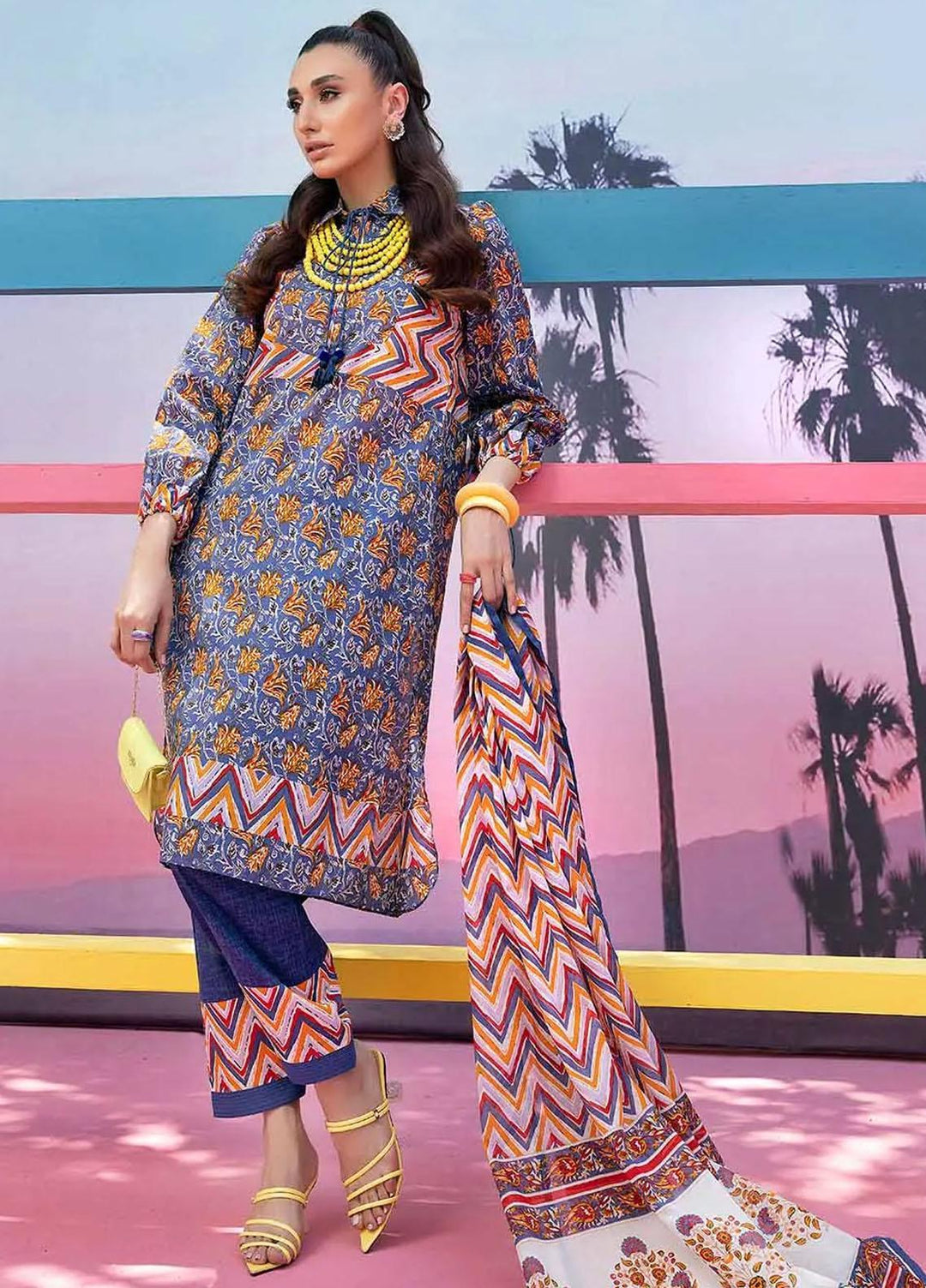 Malhaar By Gul Ahmed Printed Lawn Suits Unstitched 3 Piece GA23MH CL-32460 A - Summer Collection