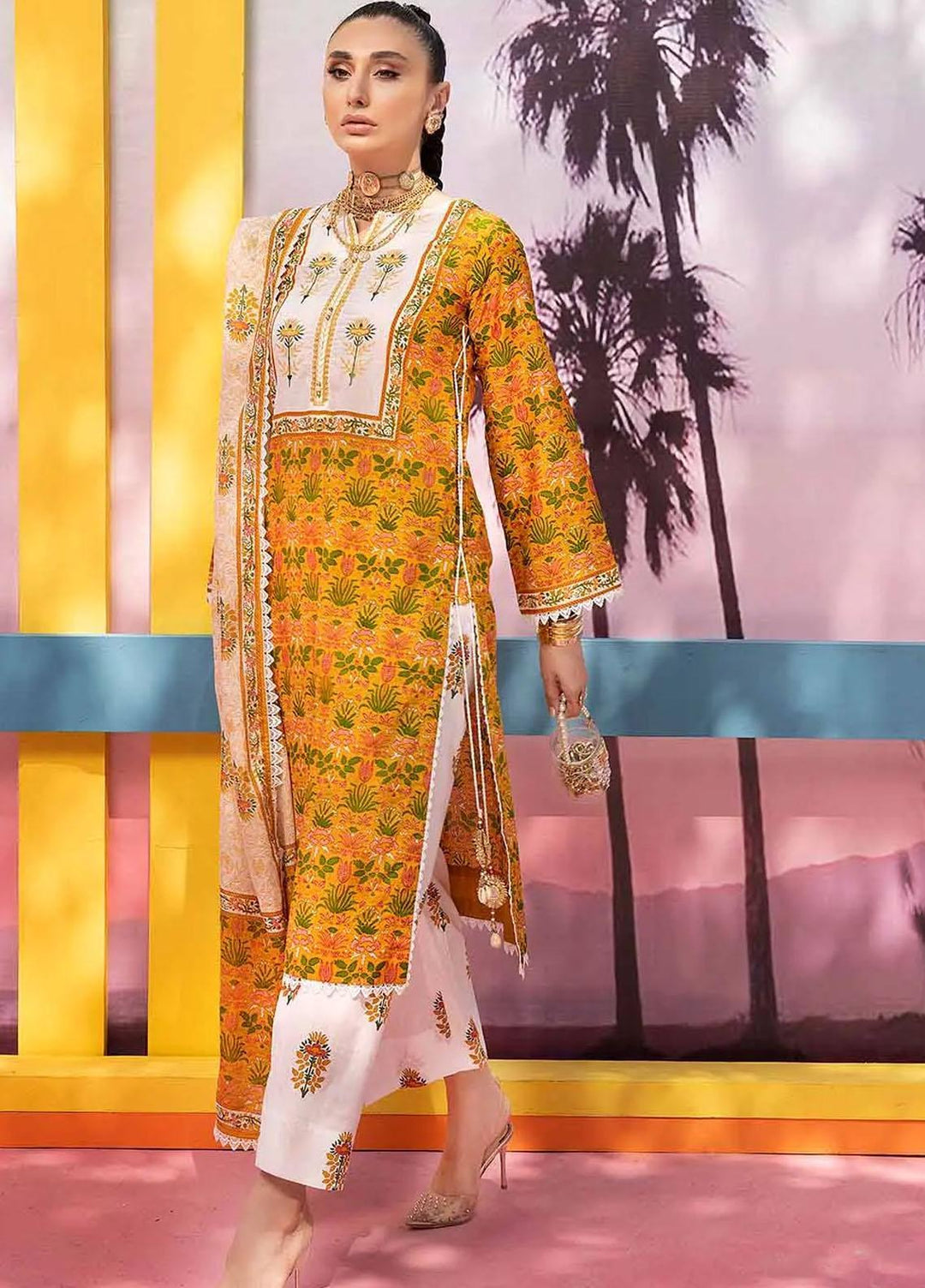 Malhaar By Gul Ahmed Embroidered Lawn Suits Unstitched 3 Piece GA23MH CL-32506 - Summer Collection