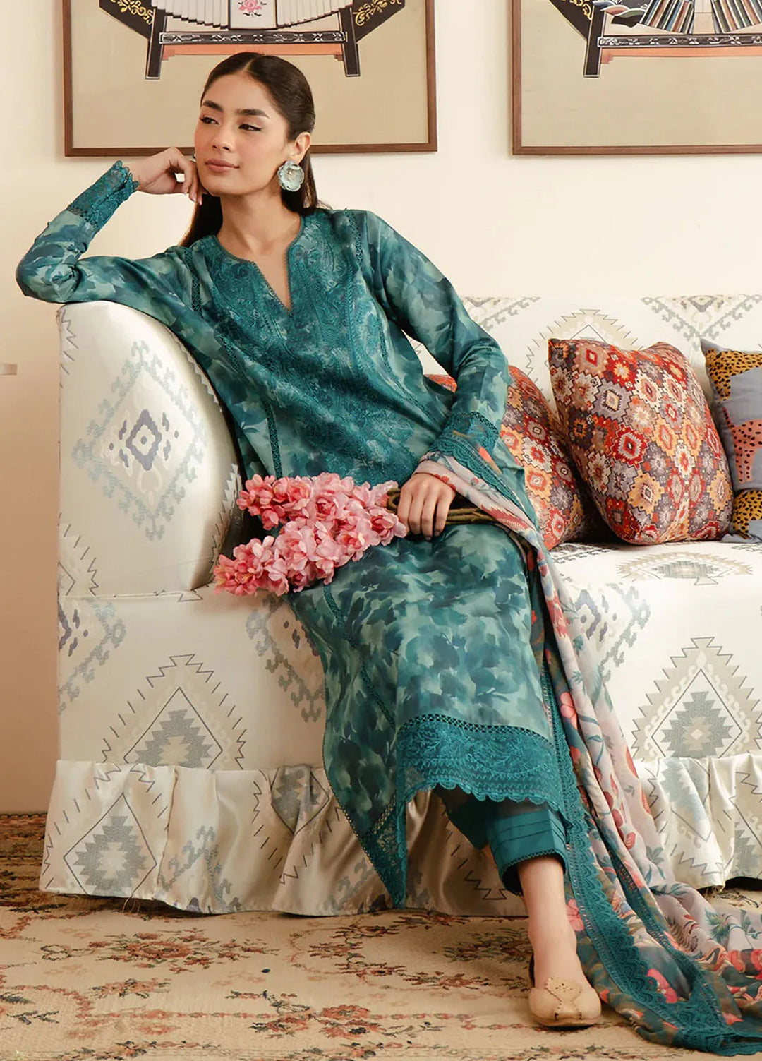 Malina By Afrozeh Embroidered Lawn Suits Unstitched 3 Piece AF24M Ceila - Summer Collection
