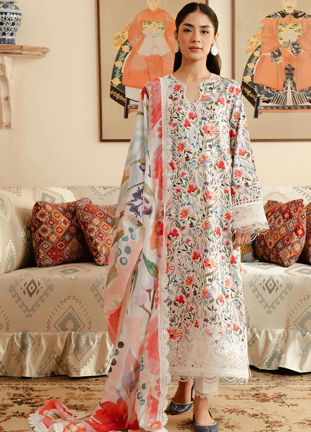 Malina By Afrozeh Embroidered Lawn Suits Unstitched 3 Piece AF24M Elira - Summer Collection