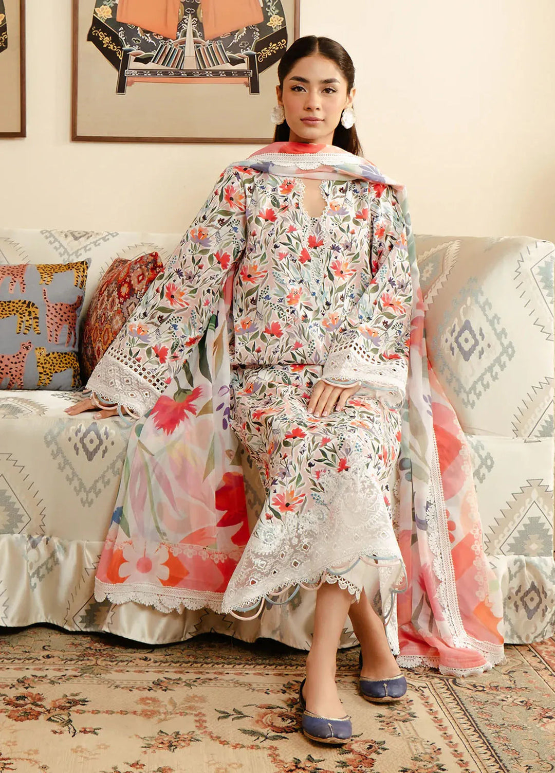 Malina By Afrozeh Embroidered Lawn Suits Unstitched 3 Piece AF24M Elira - Summer Collection