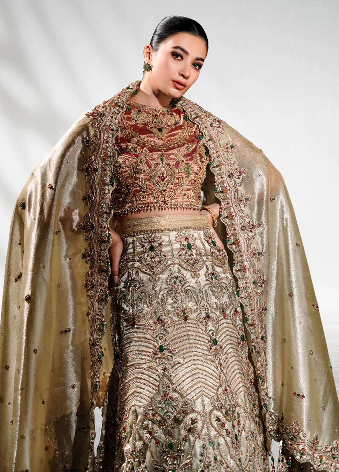 Malook By Shazia Ovais Pret Embroidered Tissue 3 Piece Suit MLK23B Ameera