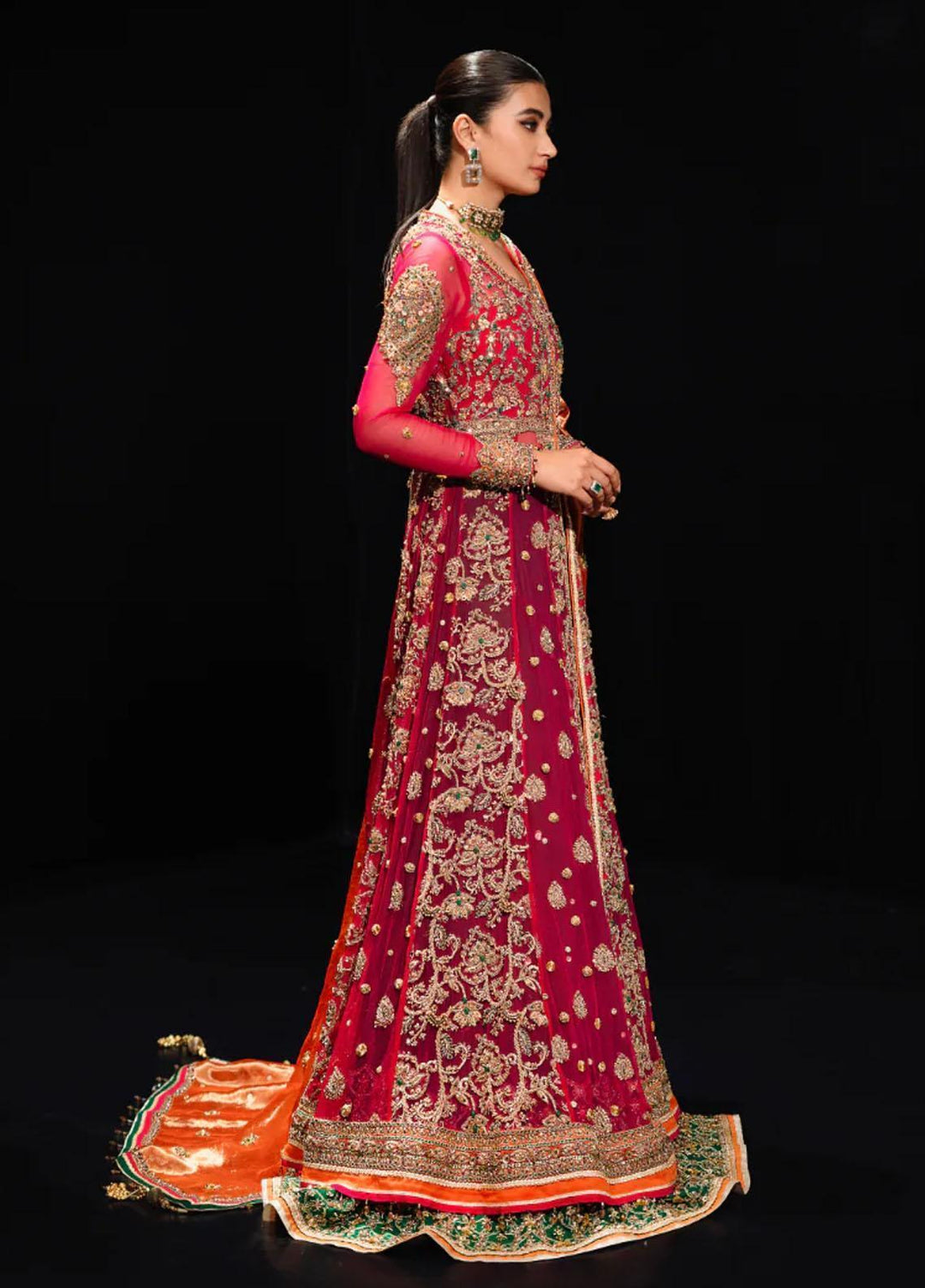 Malook By Shazia Ovais Pret Embroidered Chiffon 3 Piece Suit MLK23B Gulmohar