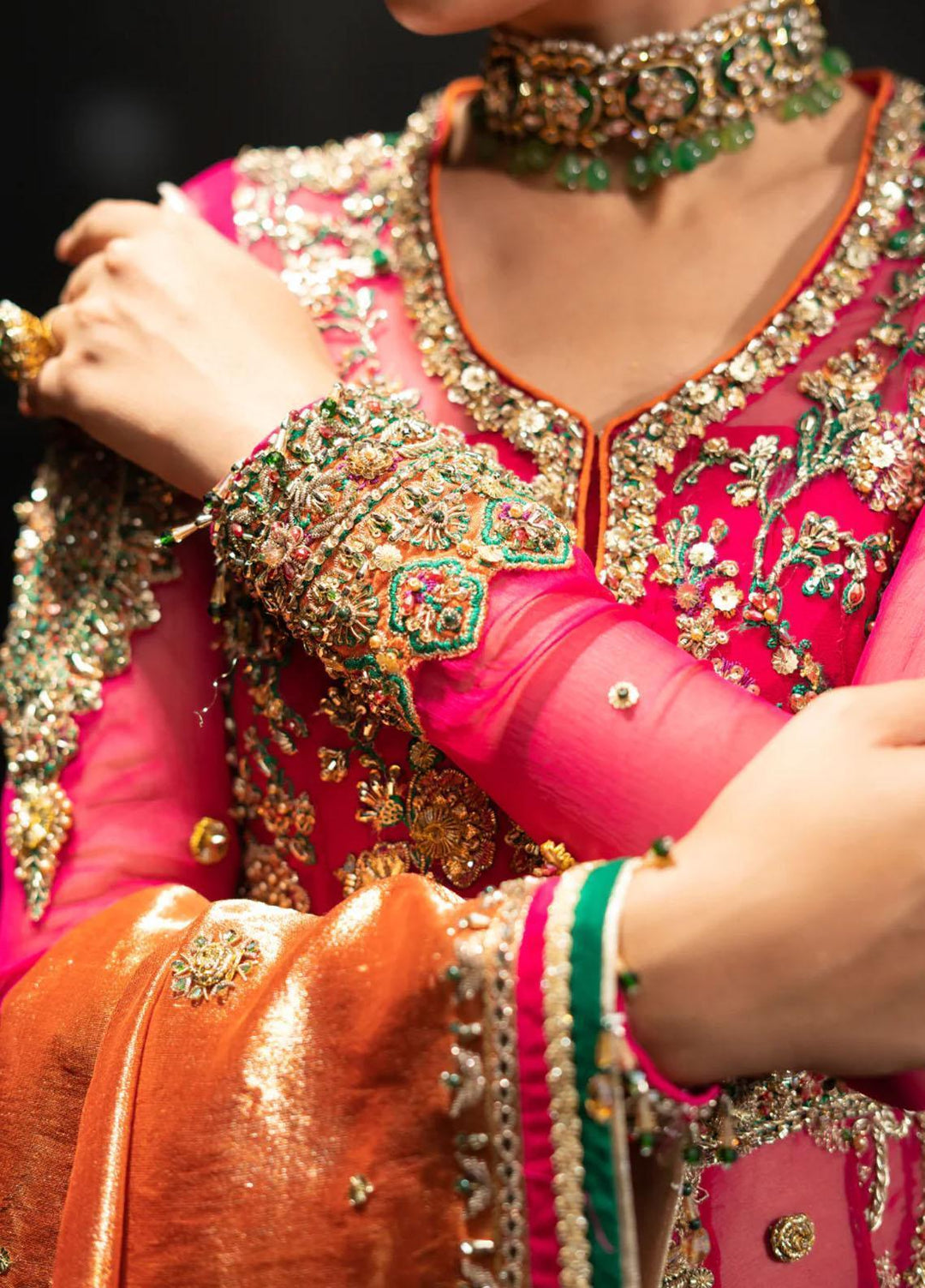 Malook By Shazia Ovais Pret Embroidered Chiffon 3 Piece Suit MLK23B Gulmohar