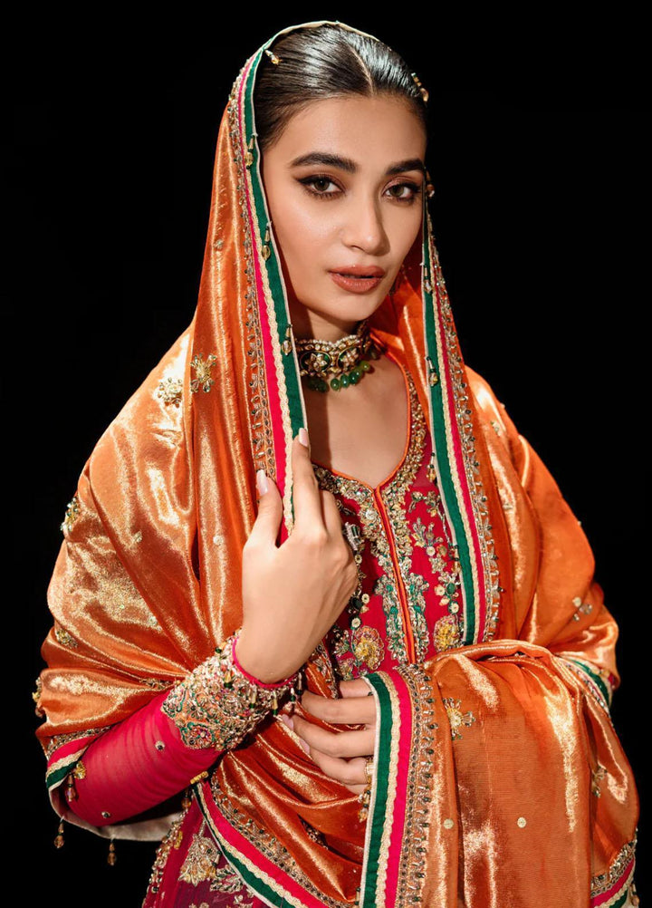 Malook By Shazia Ovais Pret Embroidered Chiffon 3 Piece Suit MLK23B Gulmohar