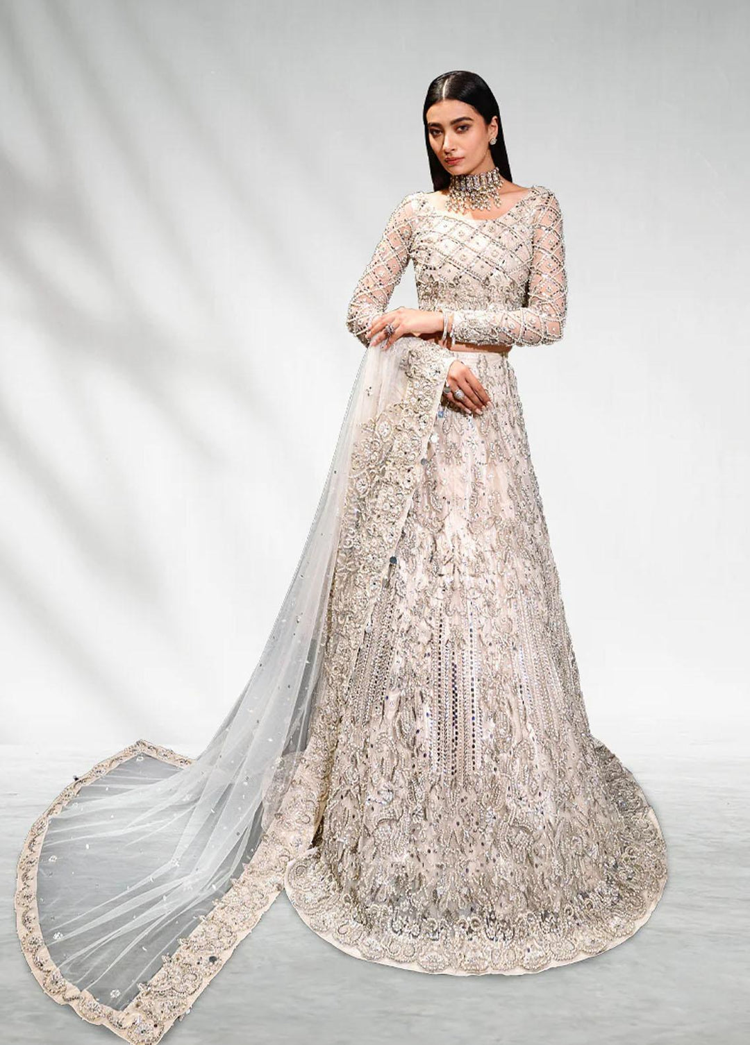 Malook By Shazia Ovais Pret Embroidered Net 3 Piece Suit MLK23B Mahtab