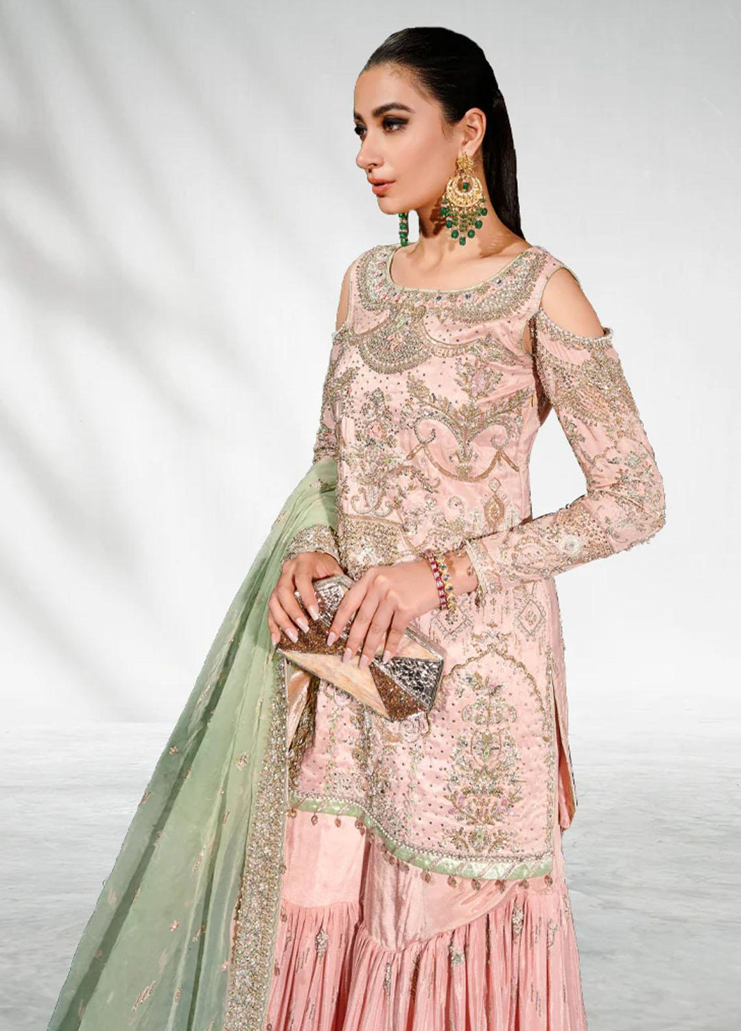 Malook By Shazia Ovais Pret Embroidered Raw Silk 3 Piece Suit MLK23B Pinaar