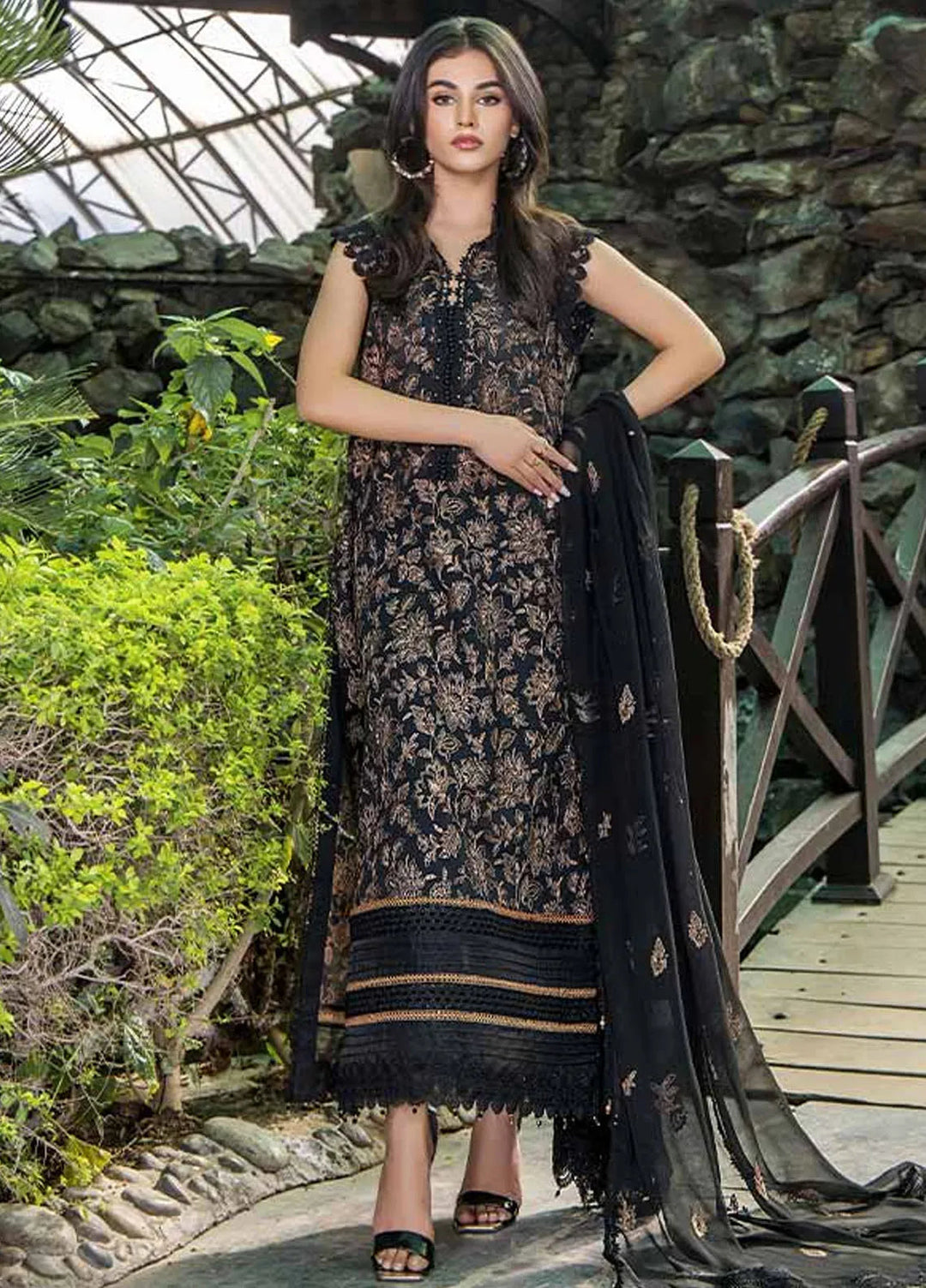 Malook By Shazia Ovais Embroidered Lawn Suit Unstitched 3 Piece MLK24S MILL-002 Mahay - Summer Collection