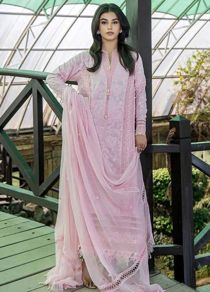 Malook By Shazia Ovais Embroidered Lawn Suit Unstitched 3 Piece MLK24S MILL-003 Pink Rose - Summer Collection