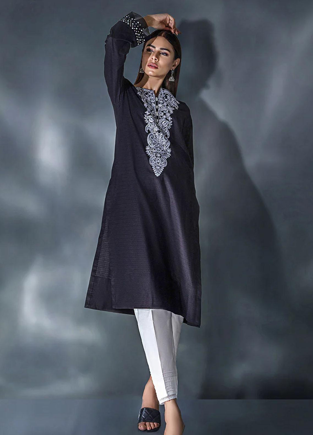 Malook By Shazia Ovais Pret Embroidered Lawn Kurti MLK23P Lesoir