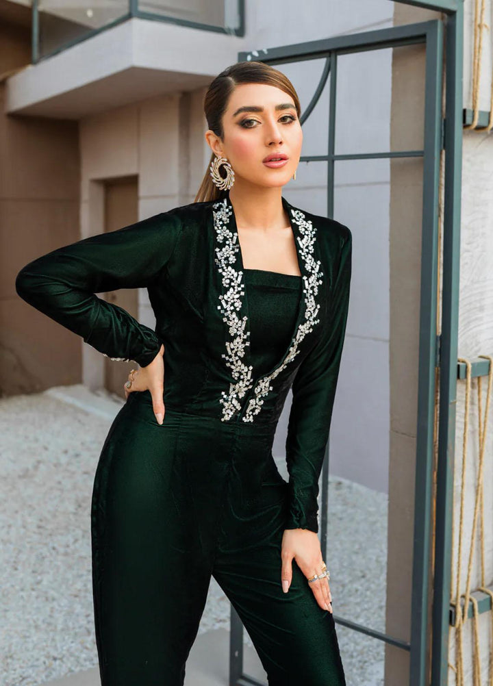 Malook By Shazia Ovais Pret Embroidered Velvet Jumpsuit MLK23V Hazel
