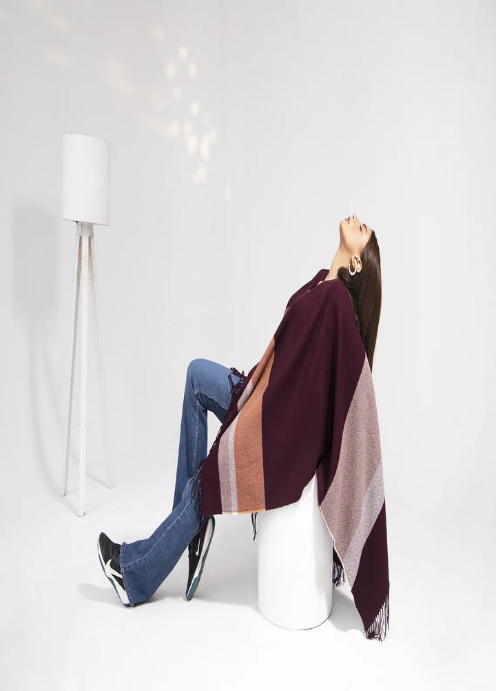 Manahils Polyester Luxury Cape Shawl 010