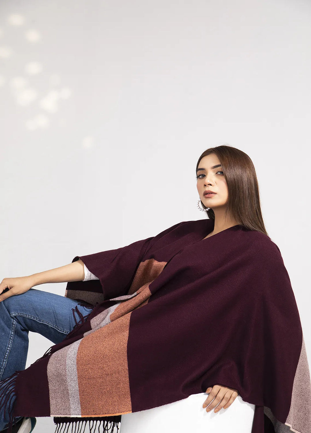 Manahils Polyester Luxury Cape Shawl 010