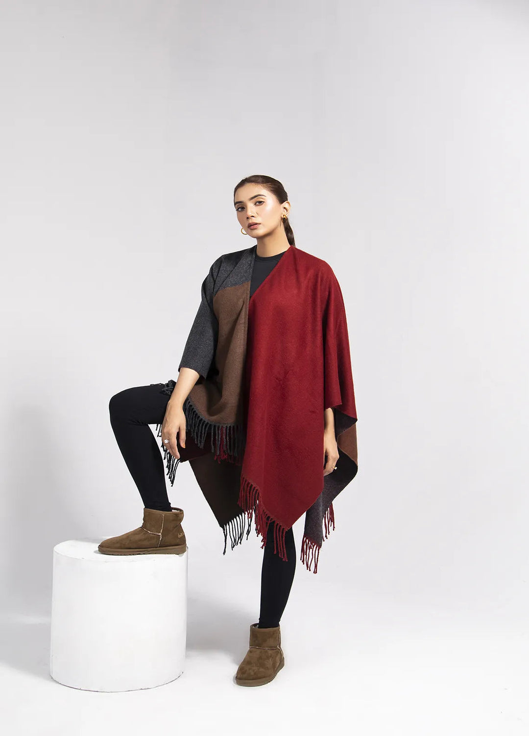 Manahils Polyester Luxury Cape Shawl 018