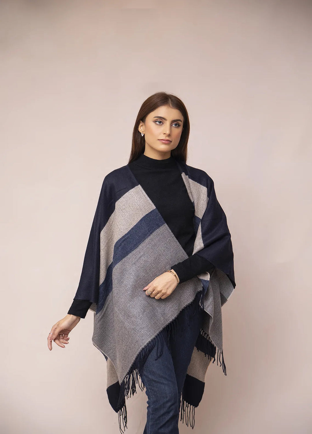 Manahils Polyester Luxury Cape Shawl 026