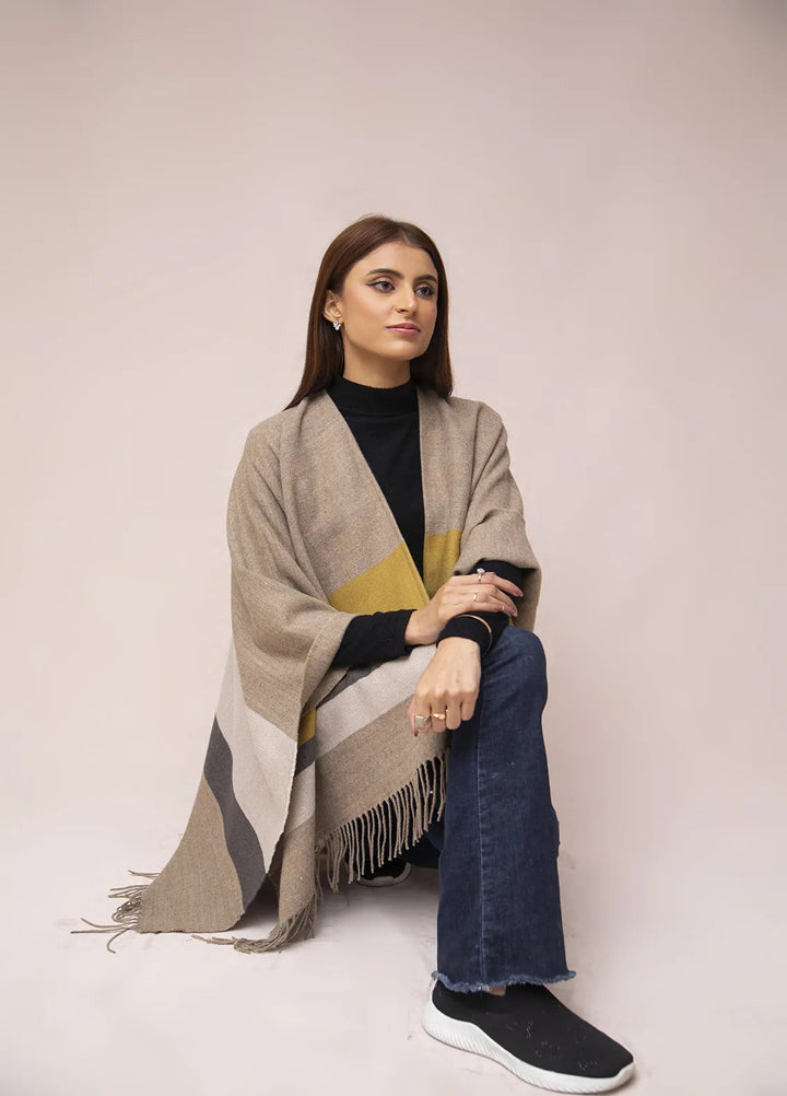 Manahils Polyester Luxury Cape Shawl 033