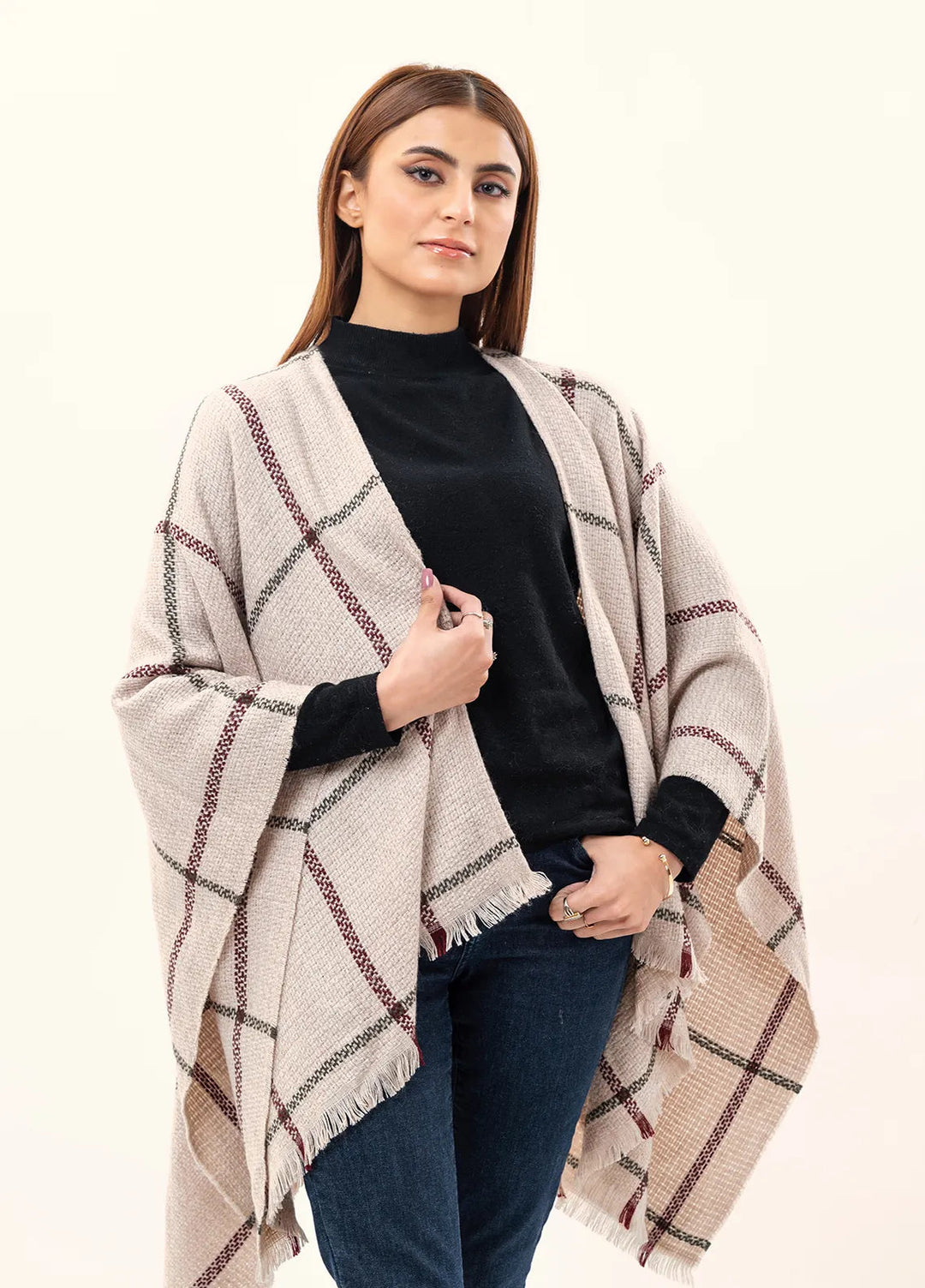 Manahils Polyester Luxury Cape Shawl 037