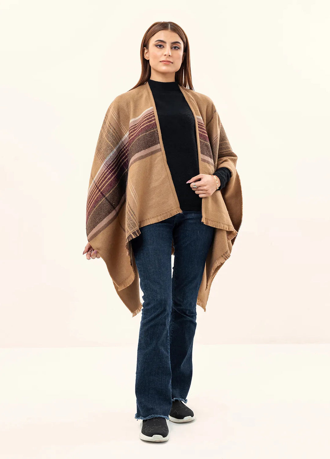 Manahils Polyester Luxury Cape Shawl 041
