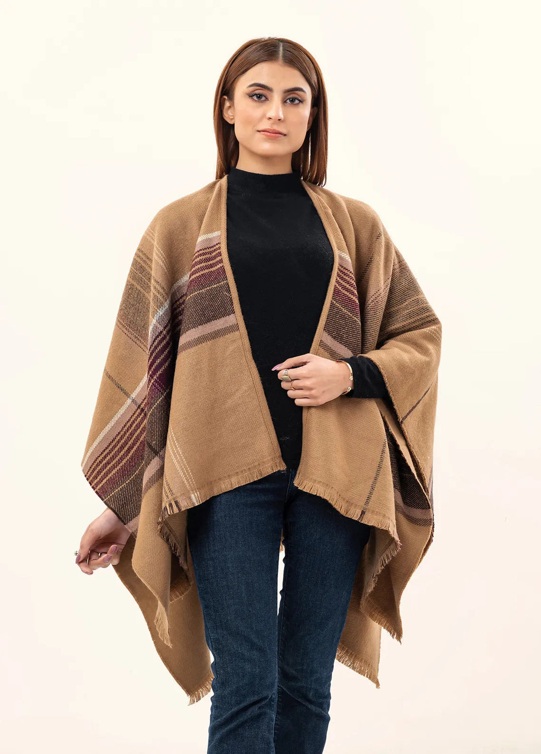 Manahils Polyester Luxury Cape Shawl 041