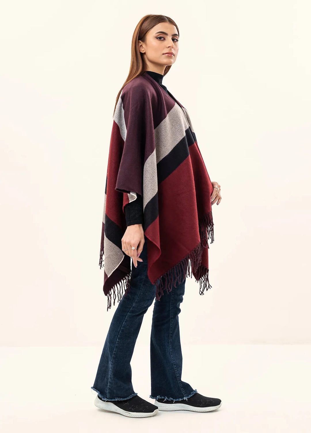 Manahils Polyester Luxury Cape Shawl 042