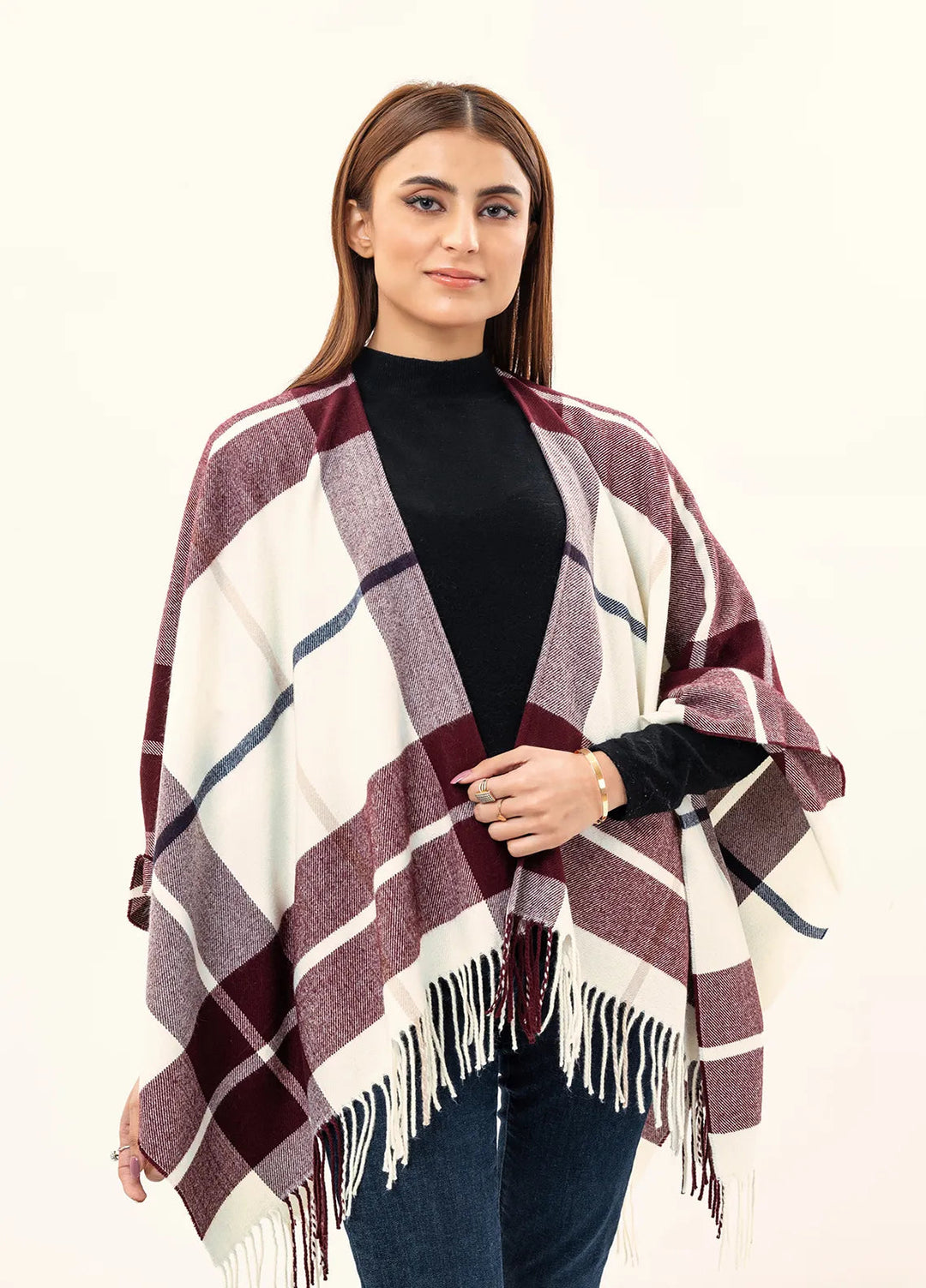 Manahils Polyester Luxury Cape Shawl 043