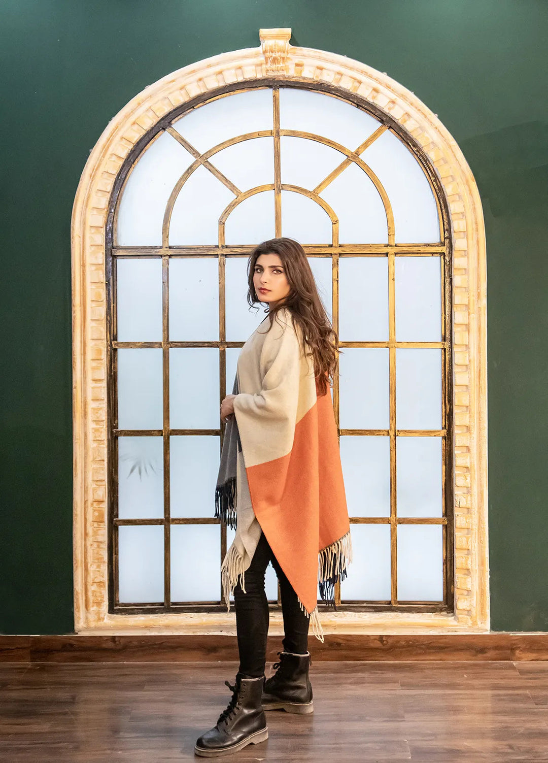 Manahils Polyester Luxury Cape Shawl 046