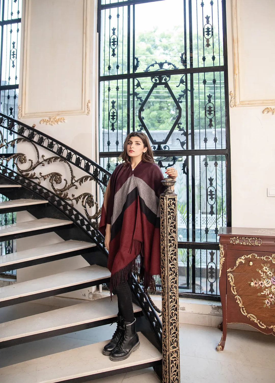 Manahils Polyester Luxury Cape Shawl 049